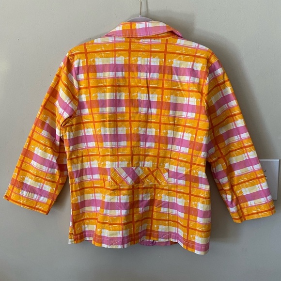 Liz Claiborne Yellow and Pink Plaid Blazer M - Picture 5 of 5